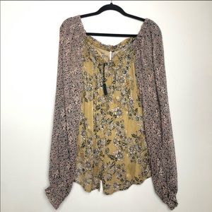 Free People floral peasant blouse